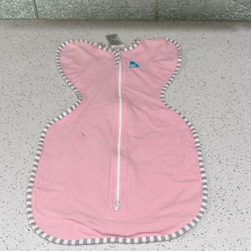 Love to Dream Pink Swaddle with Gray Trim